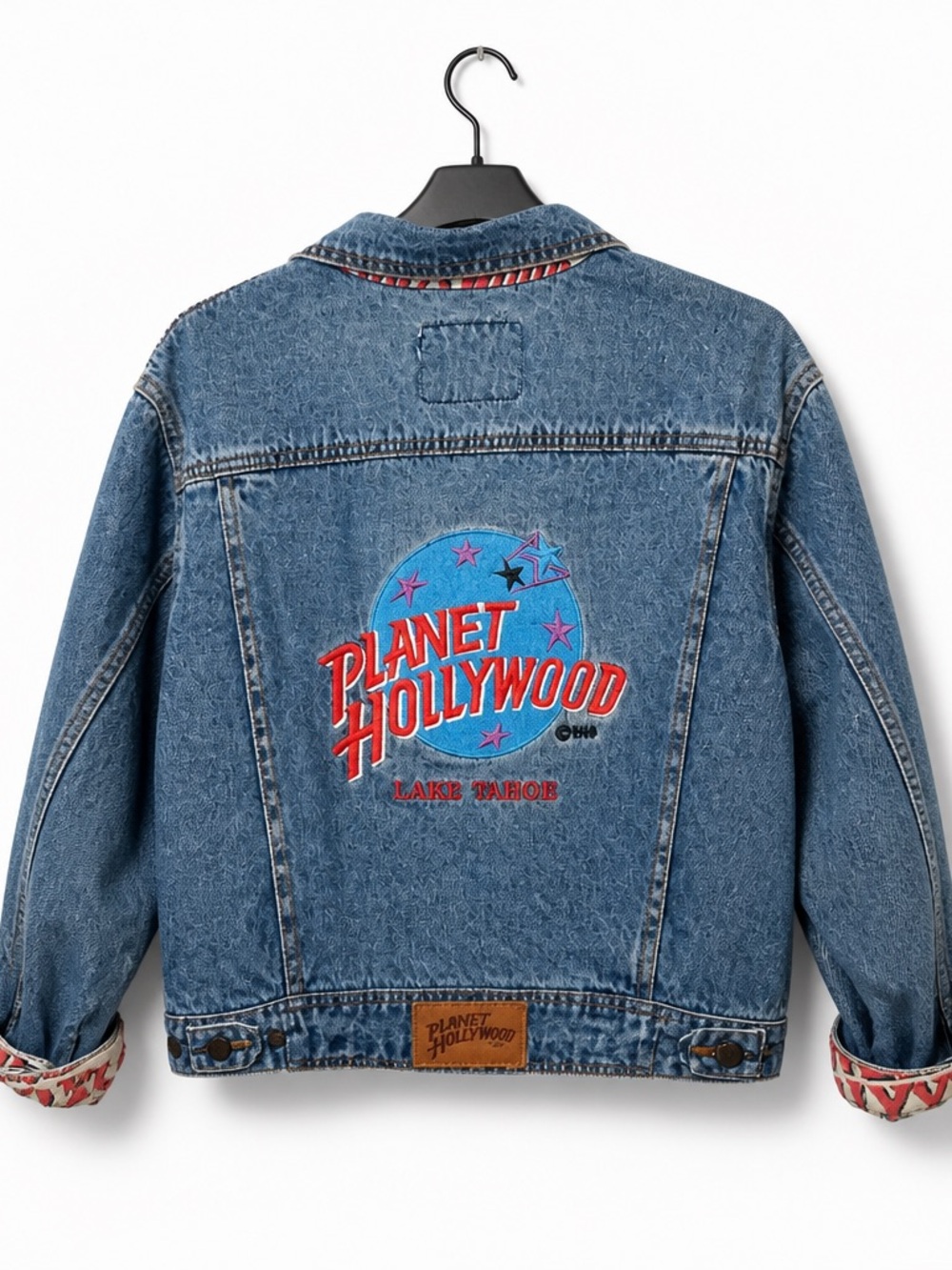 Vintage Planet Hollywood Lake Tahoe Denim Jacket Embroidered Logo 90s Y2K SZ 10 - Picture 4 of 4